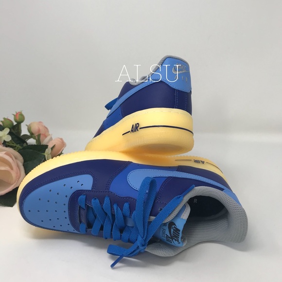 Nike Custom Air Force 1’07 Leather Blue Yellow W - Picture 4 of 8